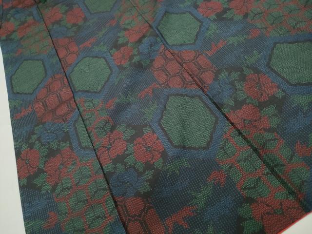 平和屋着物■上質な紬 亀甲花文 正絹 逸品 DABE8962qa