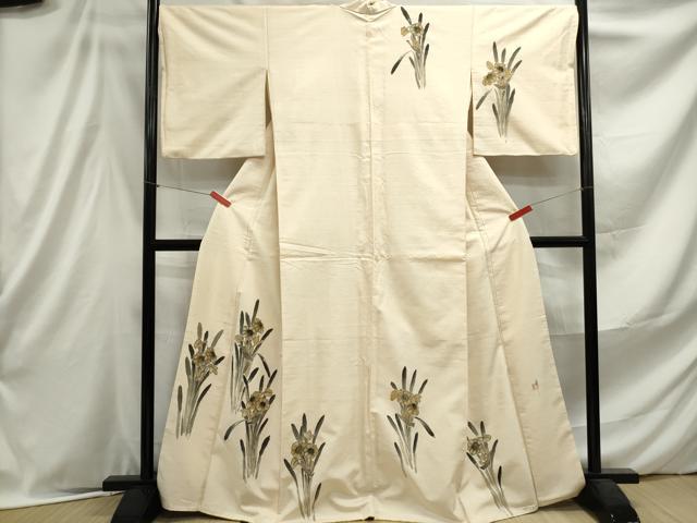 平和屋着物■訪問着 作家物 紬地 草花文 正絹 逸品 DABE8965qa