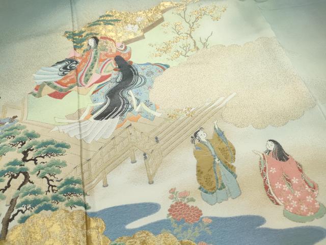 平和屋着物■訪問着 寿光織 人物風景文 暈し染め 正絹 逸品 DABE8970qa