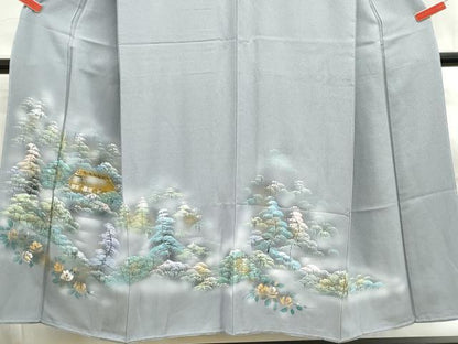 平和屋着物■訪問着 手描き 風景樹林文 暈し染め 金彩 正絹 逸品 DABE8971qa