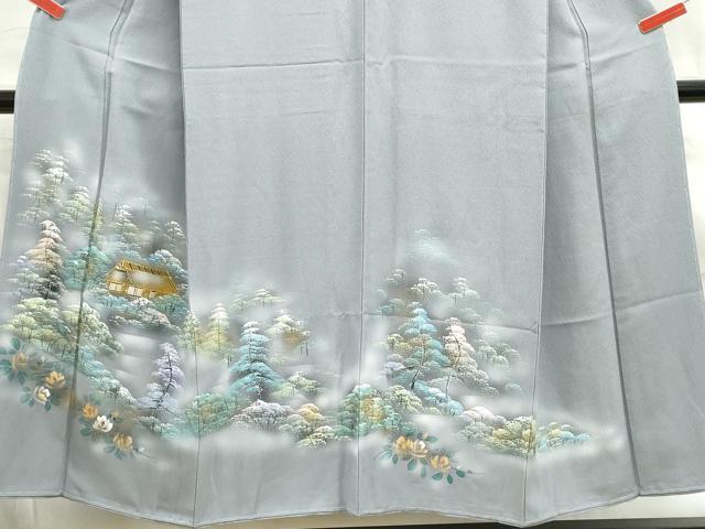 平和屋着物■訪問着 手描き 風景樹林文 暈し染め 金彩 正絹 逸品 DABE8971qa