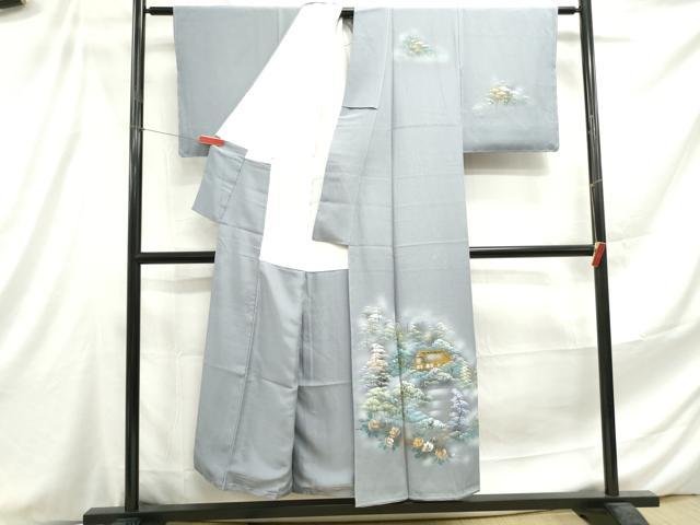 平和屋着物■訪問着 手描き 風景樹林文 暈し染め 金彩 正絹 逸品 DABE8971qa