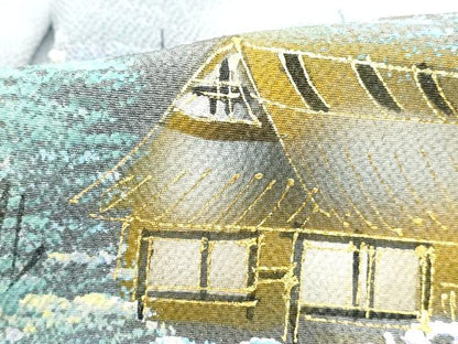 平和屋着物■訪問着 手描き 風景樹林文 暈し染め 金彩 正絹 逸品 DABE8971qa