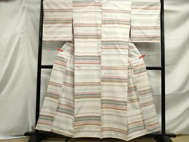 平和屋着物■上質な紬 横段文 正絹 逸品 DABE8994qa