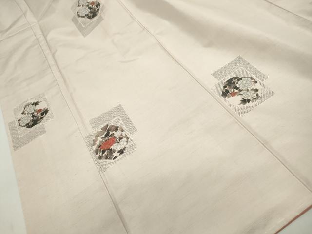 平和屋着物■上質な小紋　紬地　重ね色紙花文　正絹　逸品　DABE8996qa