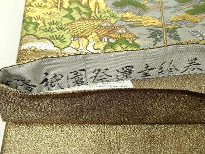 平和屋本店▼西陣　廣部商事謹製　全通全景柄袋帯　唐織　京洛祇園祭還幸絵巻　弐捨四金箔使用　上代68万　正絹　24ｋ　逸品　DABE9085sf