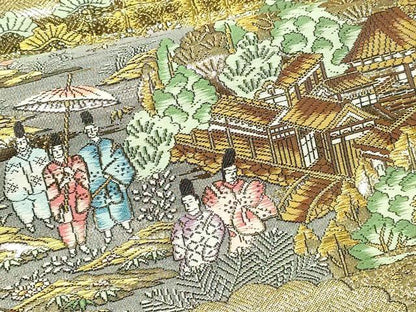 平和屋本店▼西陣　廣部商事謹製　全通全景柄袋帯　唐織　京洛祇園祭還幸絵巻　弐捨四金箔使用　上代68万　正絹　24ｋ　逸品　DABE9085sf
