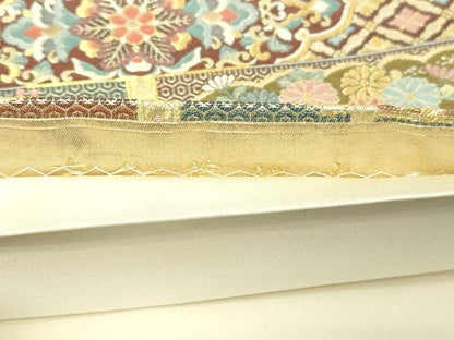 平和屋本店▼六通柄袋帯　古代蒔絵文　本金箔　正絹　24ｋ　逸品　DABE9114sf