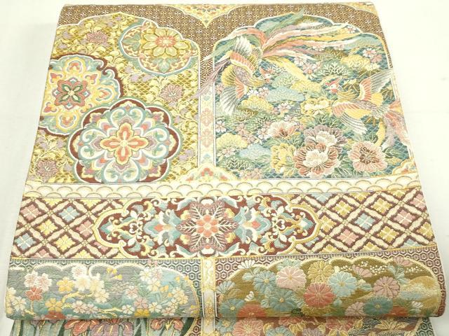 平和屋本店▼六通柄袋帯　古代蒔絵文　本金箔　正絹　24ｋ　逸品　DABE9114sf