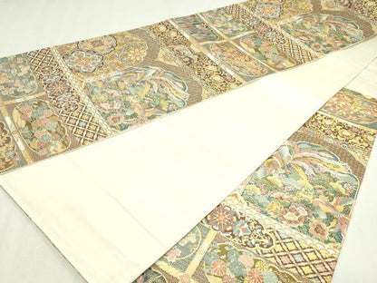 平和屋本店▼六通柄袋帯　古代蒔絵文　本金箔　正絹　24ｋ　逸品　DABE9114sf