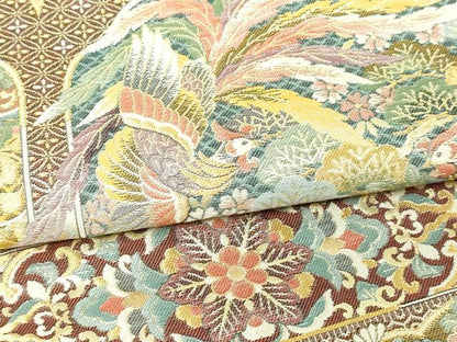 平和屋本店▼六通柄袋帯　古代蒔絵文　本金箔　正絹　24ｋ　逸品　DABE9114sf