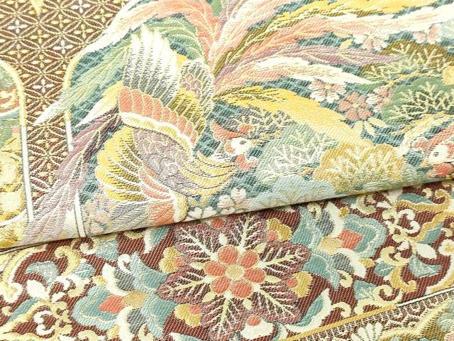 平和屋本店▼六通柄袋帯　古代蒔絵文　本金箔　正絹　24ｋ　逸品　DABE9114sf