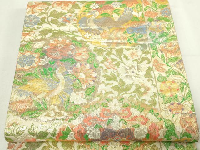 平和屋本店▼六通柄袋帯　唐花更紗華紋　ｋ24金箔織　正絹　24ｋ　逸品　DABE9116sf