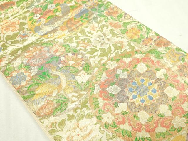平和屋本店▼六通柄袋帯　唐花更紗華紋　ｋ24金箔織　正絹　24ｋ　逸品　DABE9116sf