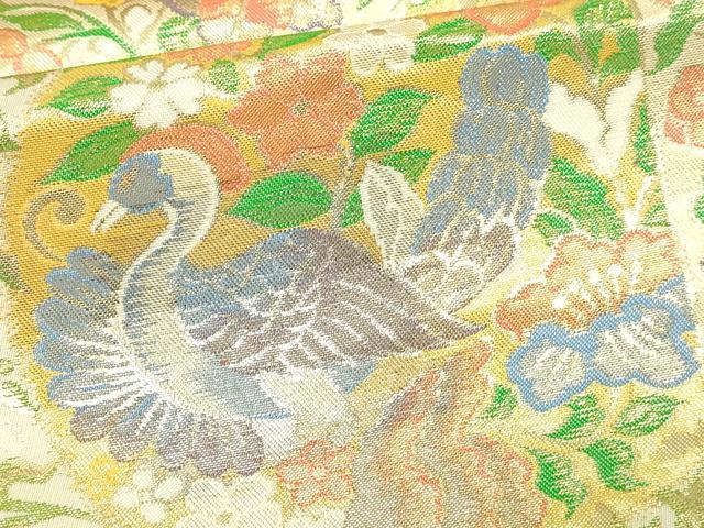平和屋本店▼六通柄袋帯　唐花更紗華紋　ｋ24金箔織　正絹　24ｋ　逸品　DABE9116sf