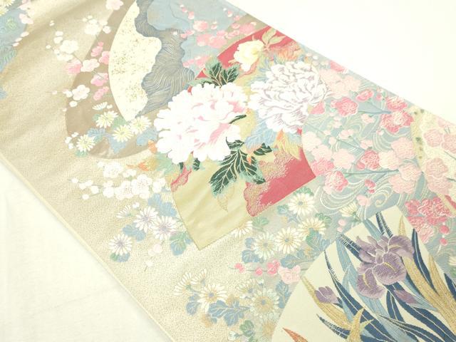 平和屋本店▼「美しいキモノ」お馴染みのメーカー　となみ織物　六通柄袋帯　地紙草花文　純金箔　正絹　24ｋ　逸品　DABE9130sf