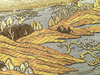 平和屋本店▼西陣　廣部商事謹製　全通全景柄袋帯　唐織　京蒔絵時代行列　弐捨四金箔使用　上代68万　正絹　24ｋ　逸品　DABE9134sf