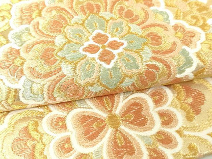 平和屋本店▼六通柄袋帯　唐織　正倉院花文　本金　正絹　24ｋ　逸品　DABE9135sf