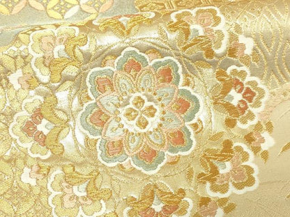 平和屋本店▼六通柄袋帯　唐織　正倉院花文　本金　正絹　24ｋ　逸品　DABE9135sf