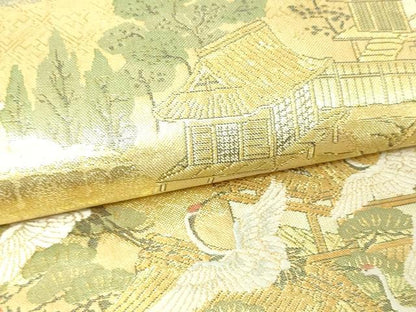平和屋本店▼佐賀錦　全通全景柄袋帯　鹿苑寺金閣　本金箔總通柄　正絹　逸品　DABE9153sf