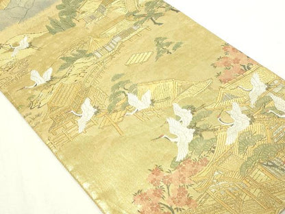 平和屋本店▼佐賀錦　全通全景柄袋帯　鹿苑寺金閣　本金箔總通柄　正絹　逸品　DABE9153sf