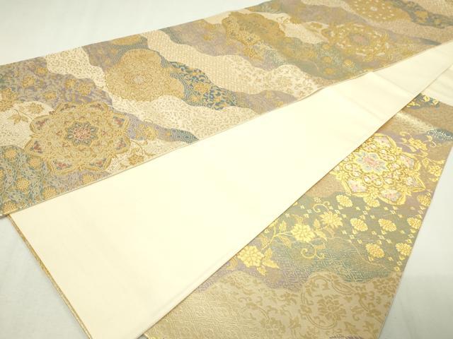 平和屋本店▼六通柄袋帯　正倉院花文　純金二重箔　正絹　逸品　DABE9160sf