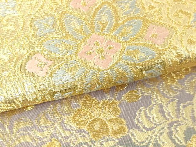 平和屋本店▼六通柄袋帯　正倉院花文　純金二重箔　正絹　逸品　DABE9160sf