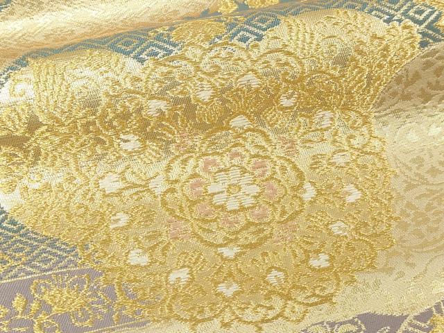 平和屋本店▼六通柄袋帯　正倉院花文　純金二重箔　正絹　逸品　DABE9160sf