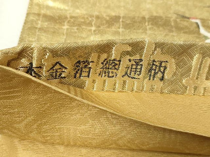 平和屋本店▼全通全景柄袋帯　鹿苑寺金閣　本金箔總通柄　正絹　逸品　DABE9167sf