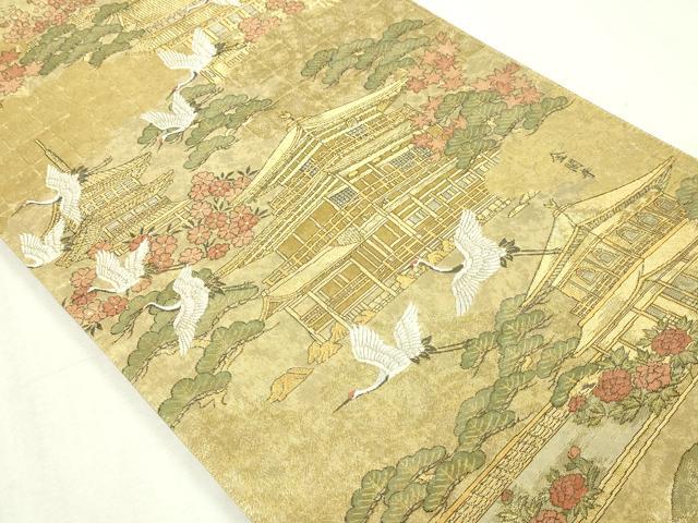 平和屋本店▼全通全景柄袋帯　鹿苑寺金閣　本金箔總通柄　正絹　逸品　DABE9167sf