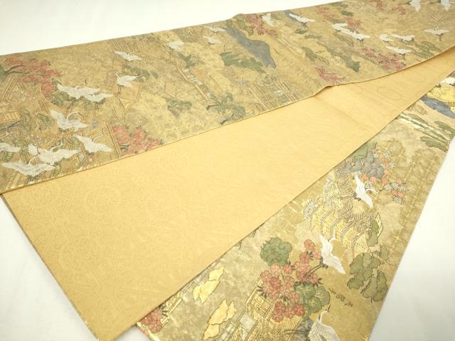 平和屋本店▼全通全景柄袋帯　鹿苑寺金閣　本金箔總通柄　正絹　逸品　DABE9167sf