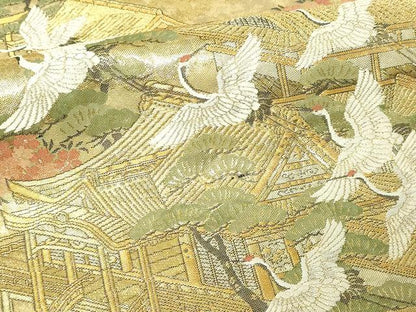 平和屋本店▼全通全景柄袋帯　鹿苑寺金閣　本金箔總通柄　正絹　逸品　DABE9167sf