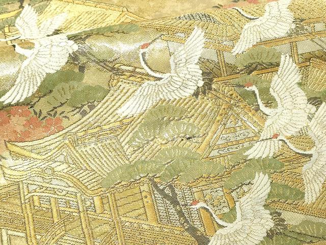 平和屋本店▼全通全景柄袋帯　鹿苑寺金閣　本金箔總通柄　正絹　逸品　DABE9167sf
