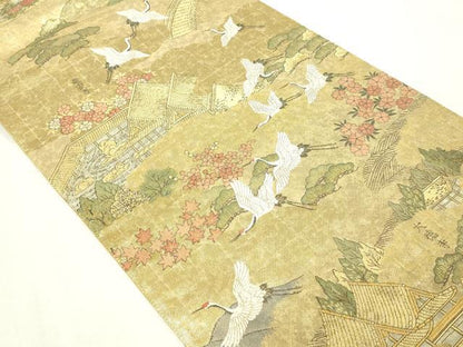 平和屋本店▼全通全景柄袋帯　鹿苑寺金閣　本金箔總通柄　正絹　逸品　DABE9167sf
