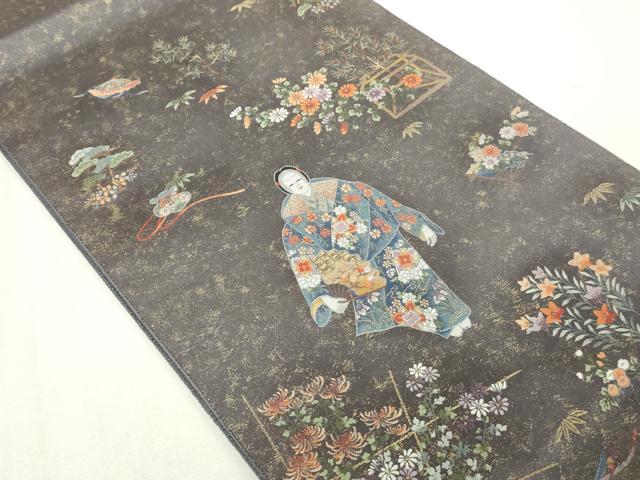 平和屋本店●太鼓柄袋帯　熊野純絵文　本金箔　金泥箔　正絹　逸品　DABE9168sf