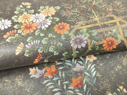 平和屋本店●太鼓柄袋帯　熊野純絵文　本金箔　金泥箔　正絹　逸品　DABE9168sf