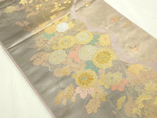 平和屋本店●六通柄袋帯　道長蒔絵文　本金泥箔　正絹　逸品　DABE9169sf