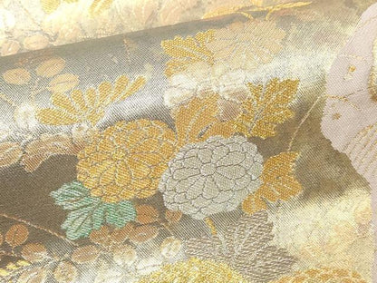 平和屋本店●六通柄袋帯　道長蒔絵文　本金泥箔　正絹　逸品　DABE9169sf