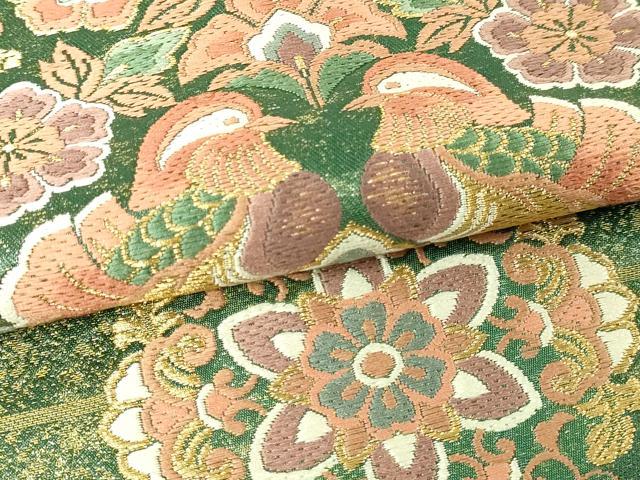 平和屋本店▼六通柄袋帯　唐織　狩猟更紗花文　本金箔漆箔　正絹　逸品　DABE9173sf