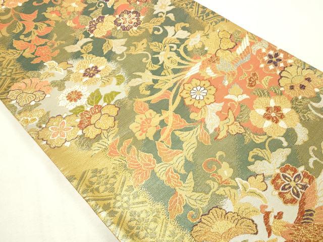 平和屋本店▼六通柄袋帯　鳳凰花唐草文　麗華錦　本金箔　正絹　逸品　DABE9174sf 平和屋本店▽六通柄袋帯 鳳凰花唐草文 麗華錦 本金箔 正絹 逸品