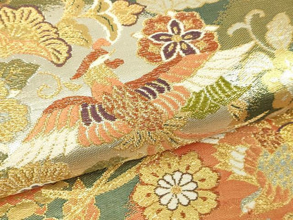 平和屋本店▼六通柄袋帯　鳳凰花唐草文　麗華錦　本金箔　正絹　逸品　DABE9174sf