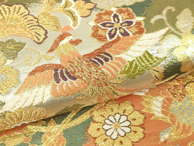 平和屋本店▼六通柄袋帯　鳳凰花唐草文　麗華錦　本金箔　正絹　逸品　DABE9174sf