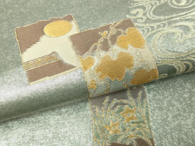 平和屋本店▼松尾光琳　六通柄袋帯　本金琳派紅白梅図　正絹　逸品　DABE9175sf 平和屋本店▽松尾光琳 六通柄袋帯 本金琳派紅白梅図