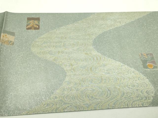 平和屋本店▽松尾光琳 六通柄袋帯 本金琳派紅白梅図