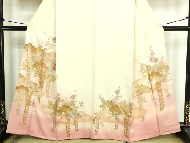平和屋着物■訪問着 枝梅松文 暈し染め 金彩 正絹 逸品 DABE9182sf