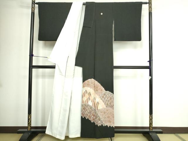 平和屋着物■豪華黒留袖 作家物 駒刺繍 樹林文 金彩 正絹 逸品 DABE9186sf