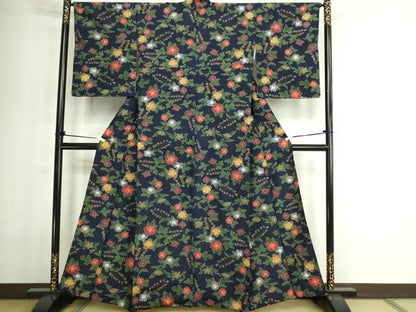 平和屋着物■上質な紬 枝花文 正絹 逸品 DABE9190sf