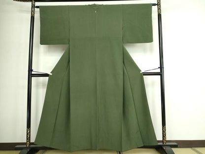 平和屋着物■上質な色無地 老竹色 正絹 逸品 DABE9197sf