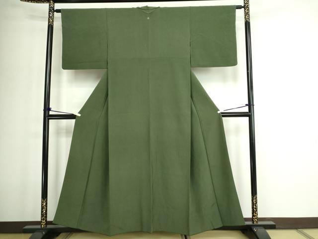 平和屋着物■上質な色無地 老竹色 正絹 逸品 DABE9197sf