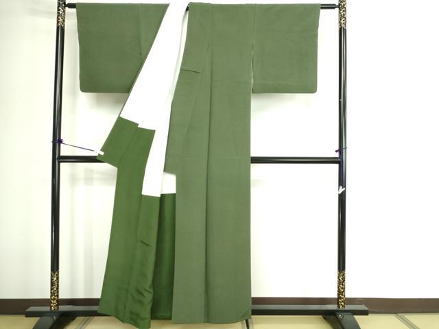 平和屋着物■上質な色無地 老竹色 正絹 逸品 DABE9197sf